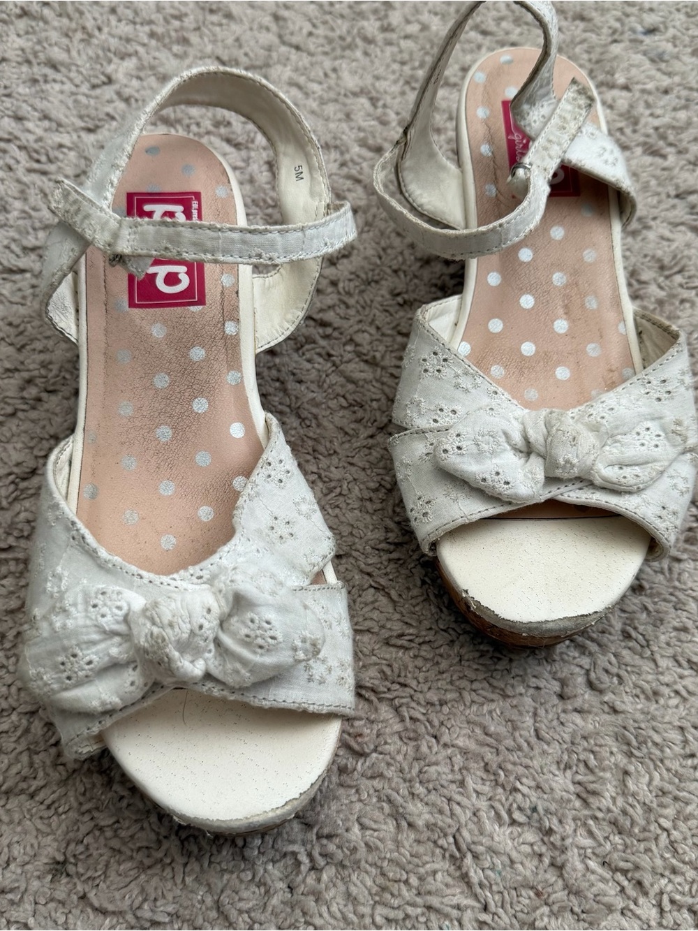 pop White Bow Dress Wedges for Kids